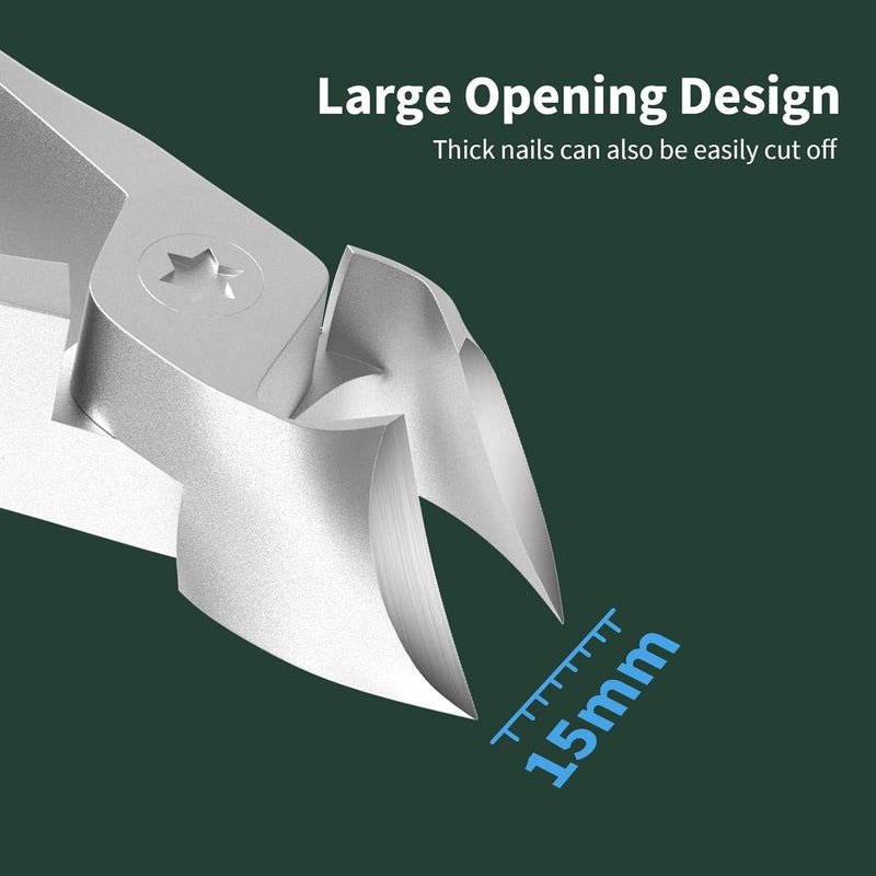 VANWIN Nail Clippers for Men, Heavy Duty Large Toenail Clippers for Thick Nails for Seniors with Wide Opening, Ultra Sharp Slant Curved Blade Toe Nail Clipper for Thick Toenails and Ingrown Nails - Image 2